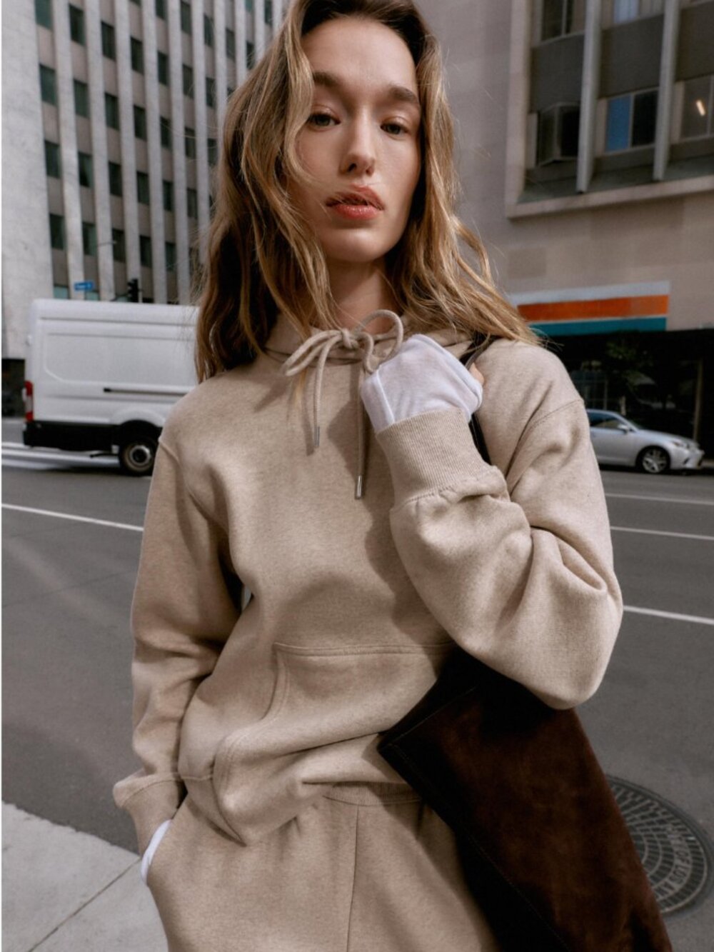 ZARA Basic Hoodie Sweatshirt - Beige Marl / Size M NWT